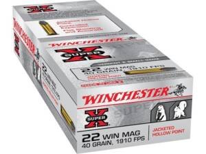 Winchester Super X 22 Winchester Magnum Rimfire (WMR) Ammo 40 Grain Jacketed Hollow Point box of 2000