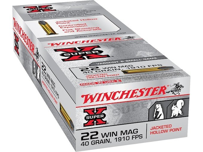 Winchester Super X 22 Winchester Magnum Rimfire (WMR) Ammo 40 Grain Jacketed Hollow Point box of 2000