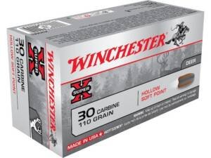 Winchester Super X 30 Carbine Ammo 110 Grain Jacketed Hollow Point