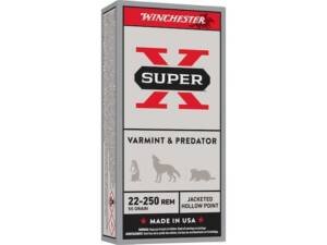 Winchester Super-X Varmint 22-250 Remington Ammo 55 Grain Jacketed Hollow Point box of 500