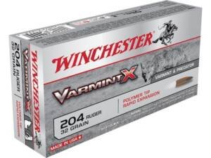 Winchester Vamint X 204 Ruger Ammo 32 Grain Polymer Tip Box of 500